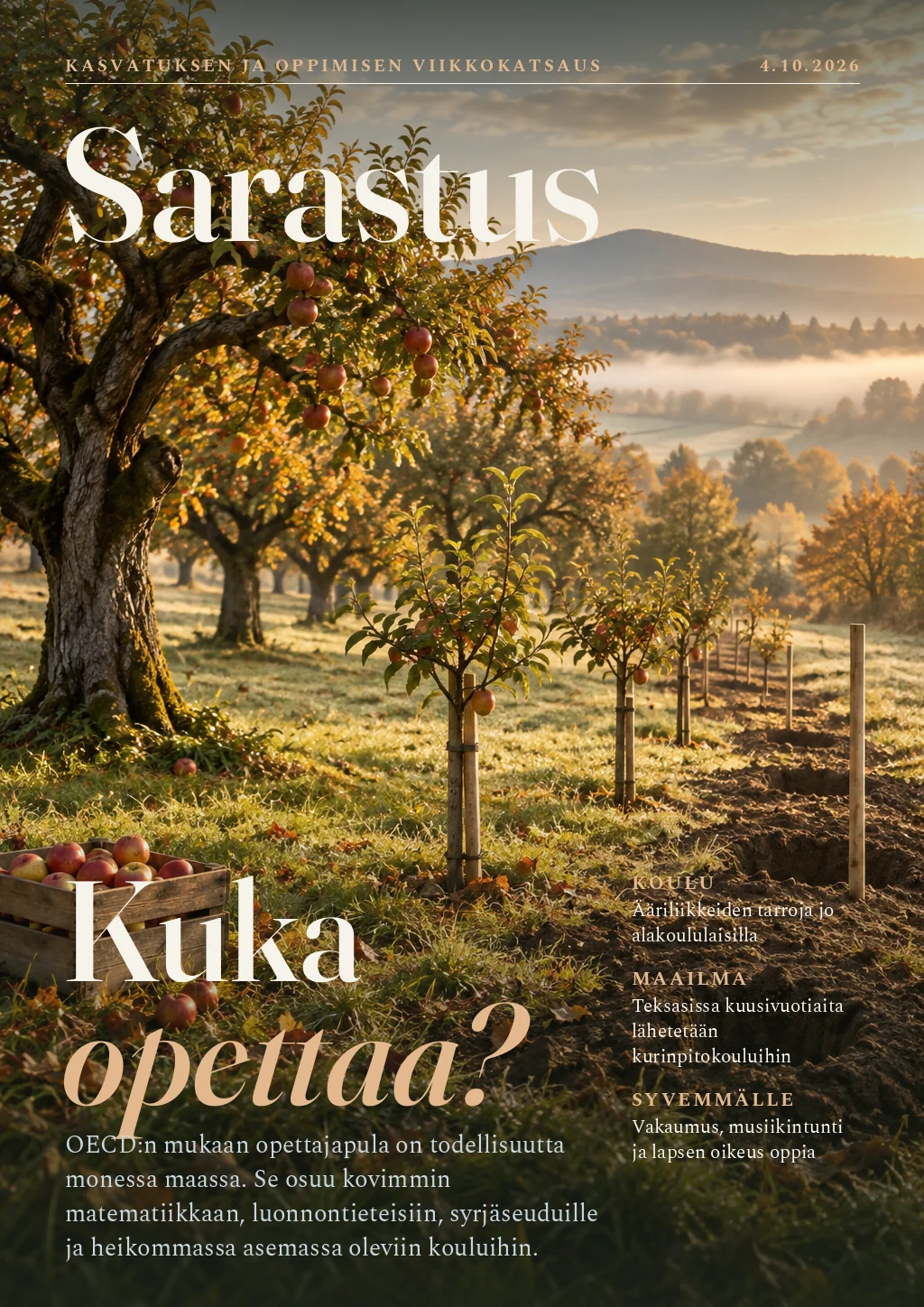 Sarastus, Kuka opettaa?: kansi