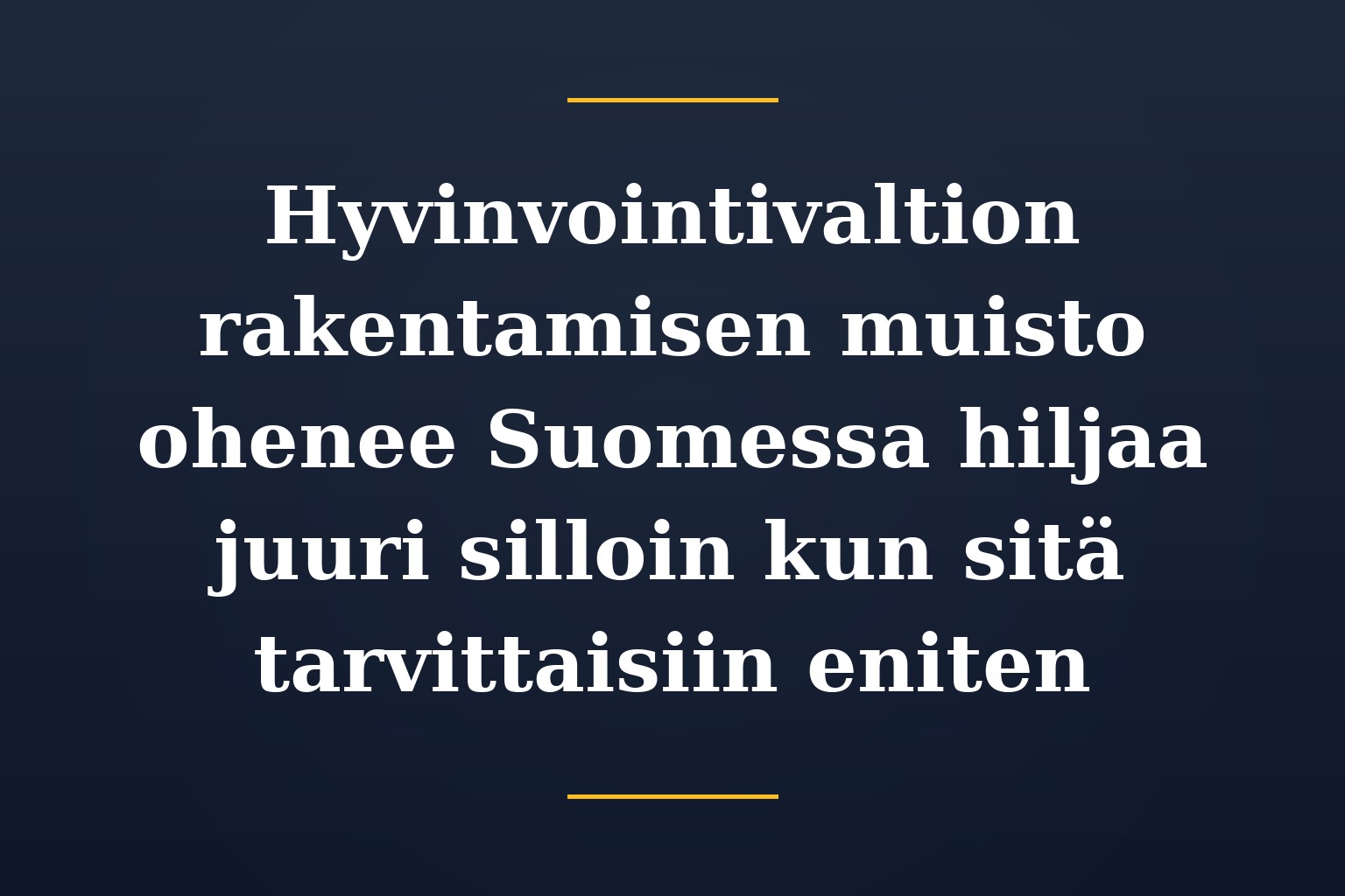 Hyvinvointivaltion rakentamisen muisto ohenee Suomessa hiljaa juuri silloin kun sitä tarvittaisiin eniten