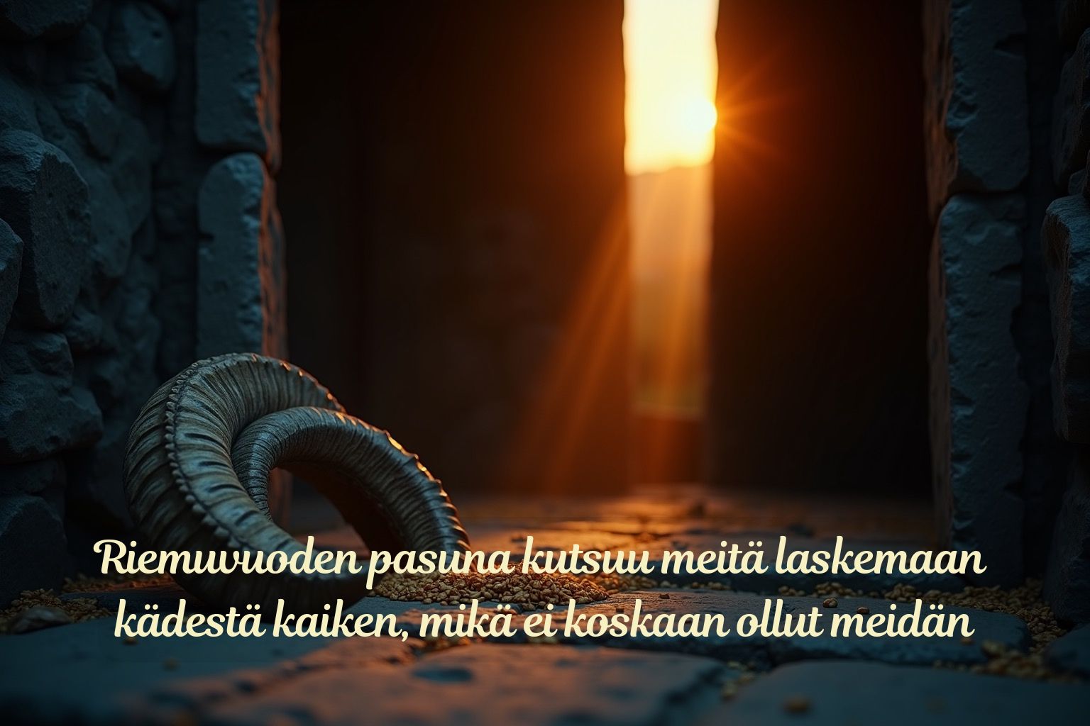 Riemuvuoden pasuna kutsuu meitä laskemaan kädestä kaiken, mikä ei koskaan ollut meidän