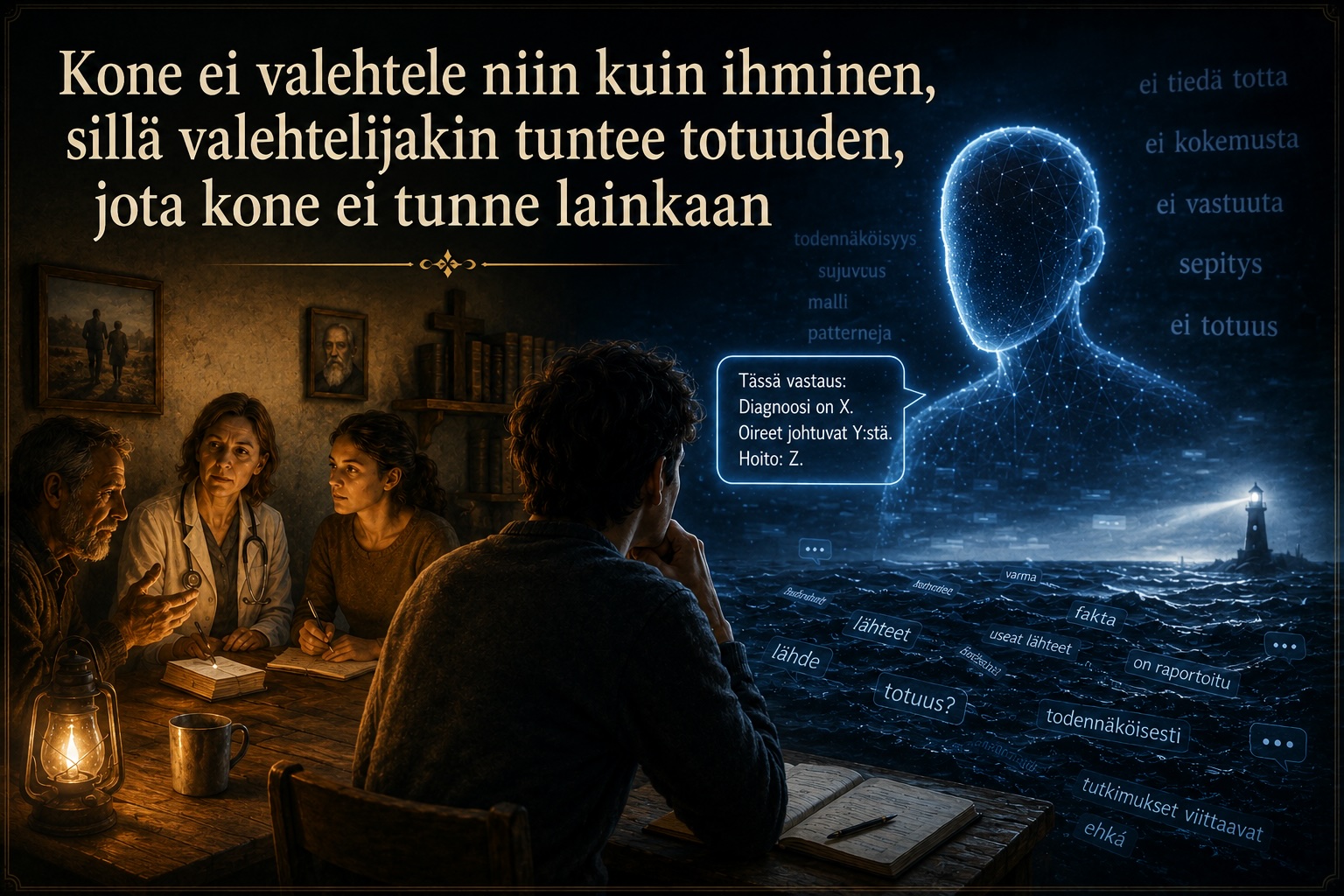 Kone ei valehtele niin kuin ihminen, sillä valehtelijakin tuntee totuuden, jota kone ei tunne lainkaan