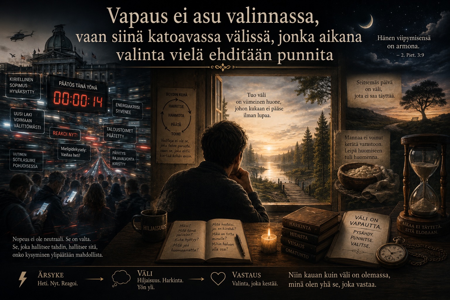 Vapaus ei asu valinnassa, vaan siinä katoavassa välissä, jonka aikana valinta vielä ehditään punnita
