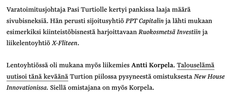 Talouselämän artikkeli Turtion omistuksista 24.10.2024